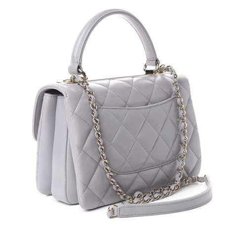 chanel grey lambskin flap bag